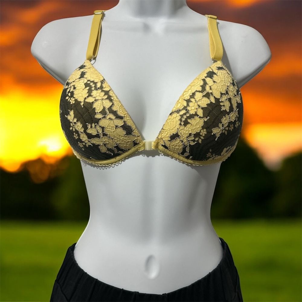 Elegant Yellow Lace Bra